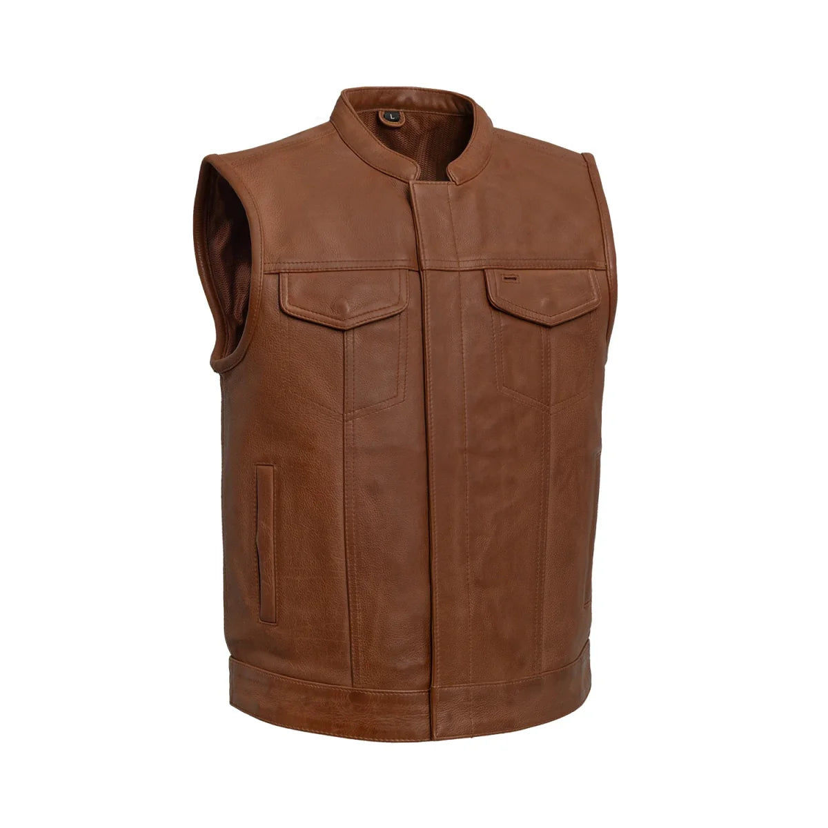 Sharp Shooter Men's Motorcycle Leather Vest Men's Leather Vest First Manufacturing Company Cognac S